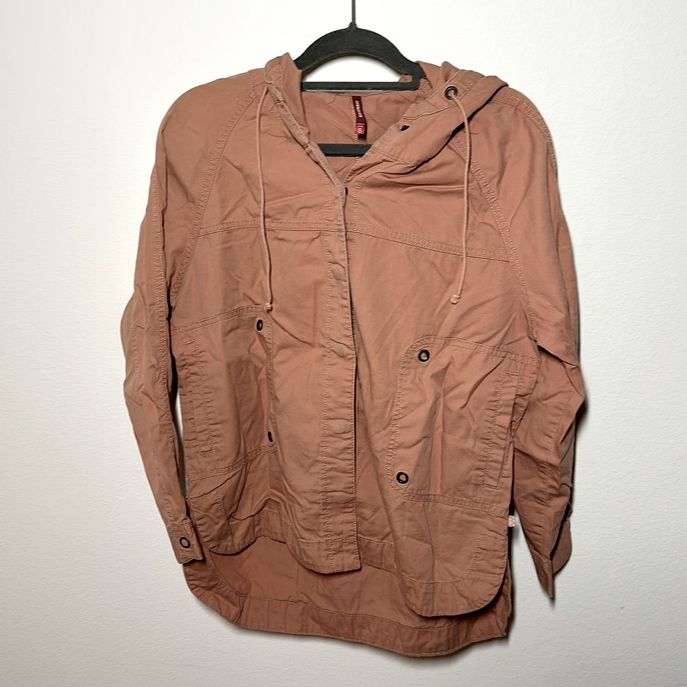 Pink Hooded Button up Jacket
